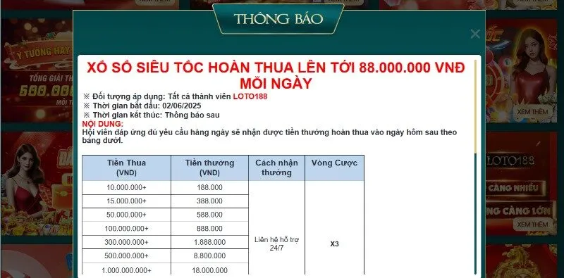 Khuyến mãi Loto188