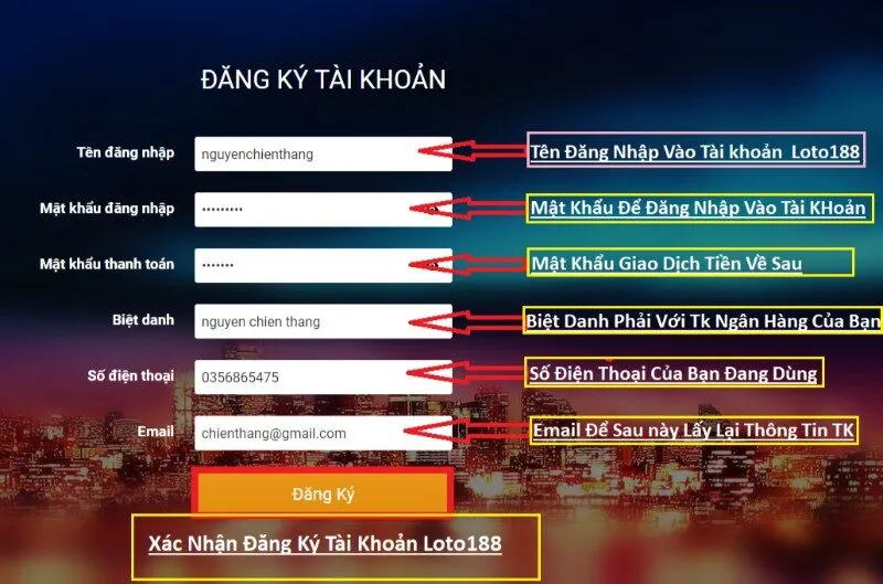 Tạo tài khoản Loto188